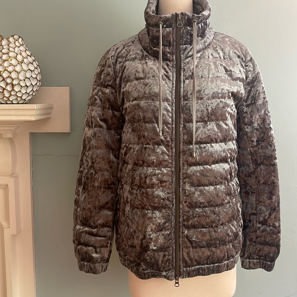 Symphony + Note Crushed Velvet Puffer Jacket - XS